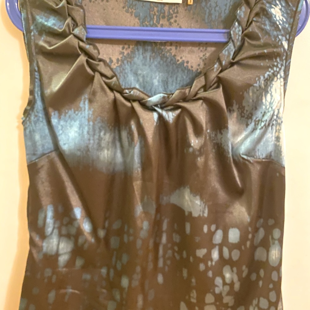 Tahari PL Blouse, blue and black